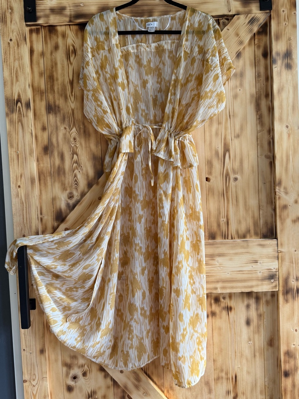 Nordstrom Yellow and White Printed cover up with Tie Waist